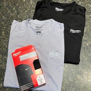 3 Milwaukee Men's Workskin Shirts light weight performance tee Large # 414B-L